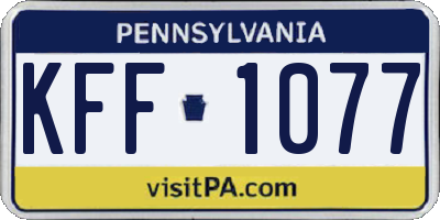 PA license plate KFF1077