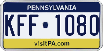 PA license plate KFF1080