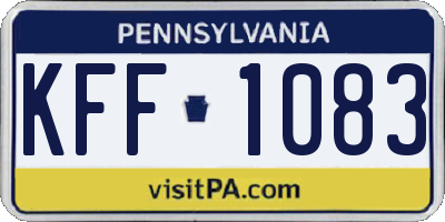PA license plate KFF1083