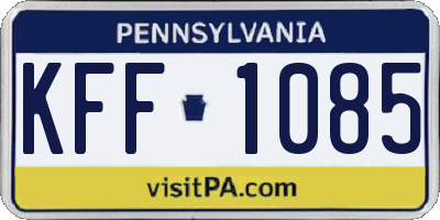 PA license plate KFF1085