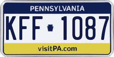 PA license plate KFF1087