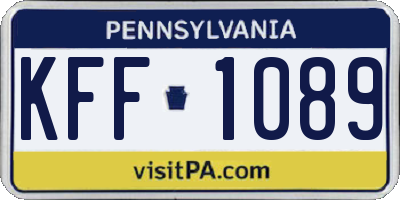 PA license plate KFF1089