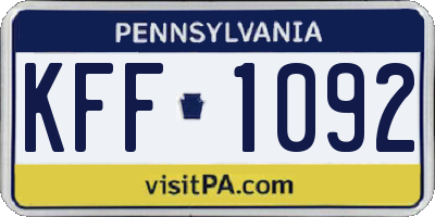 PA license plate KFF1092