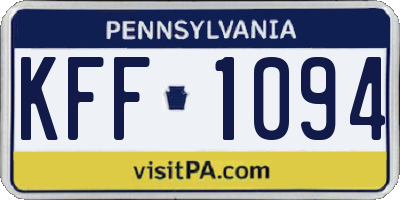 PA license plate KFF1094