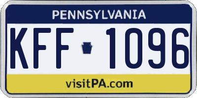 PA license plate KFF1096