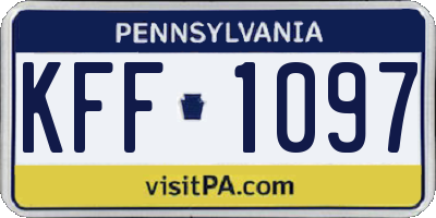 PA license plate KFF1097