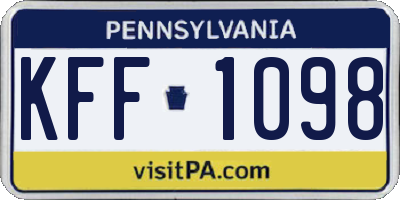 PA license plate KFF1098