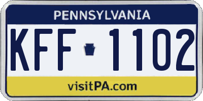 PA license plate KFF1102