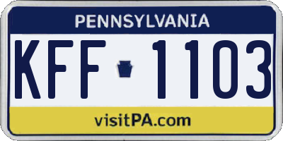 PA license plate KFF1103
