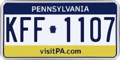 PA license plate KFF1107