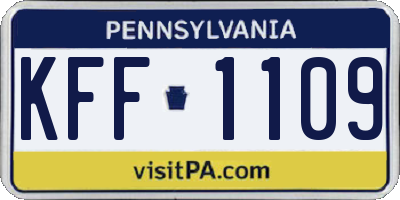 PA license plate KFF1109