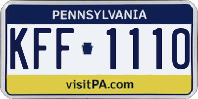 PA license plate KFF1110