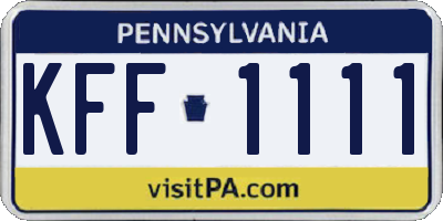 PA license plate KFF1111