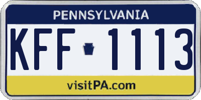 PA license plate KFF1113