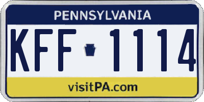 PA license plate KFF1114