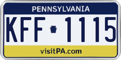 PA license plate KFF1115