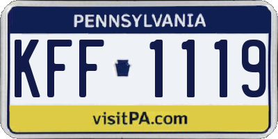 PA license plate KFF1119