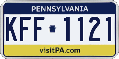 PA license plate KFF1121