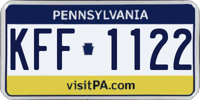 PA license plate KFF1122