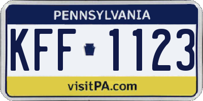 PA license plate KFF1123