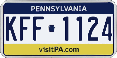 PA license plate KFF1124