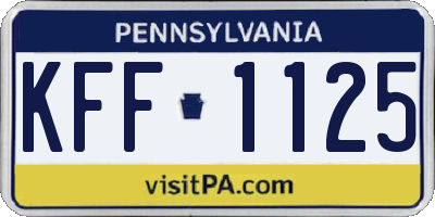 PA license plate KFF1125
