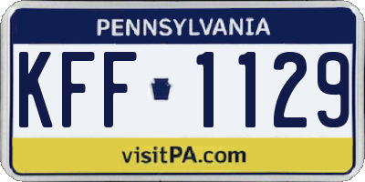 PA license plate KFF1129