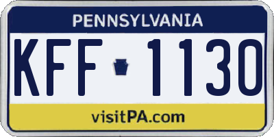 PA license plate KFF1130