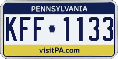 PA license plate KFF1133