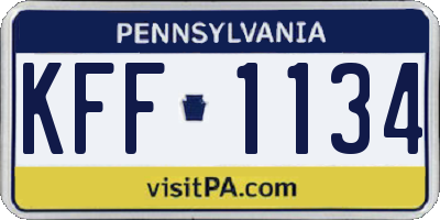 PA license plate KFF1134