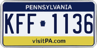 PA license plate KFF1136