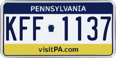 PA license plate KFF1137