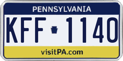 PA license plate KFF1140