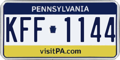 PA license plate KFF1144