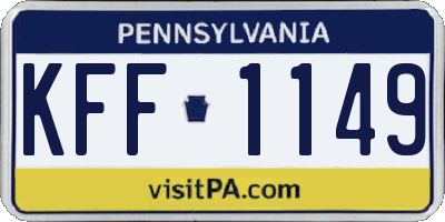 PA license plate KFF1149