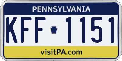 PA license plate KFF1151