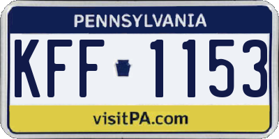 PA license plate KFF1153