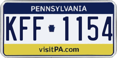 PA license plate KFF1154