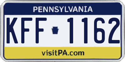 PA license plate KFF1162