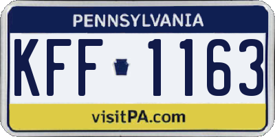 PA license plate KFF1163
