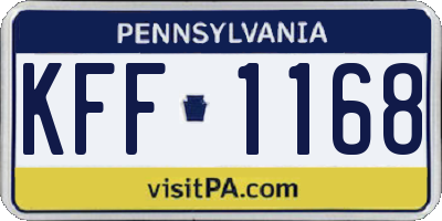 PA license plate KFF1168