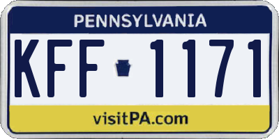 PA license plate KFF1171