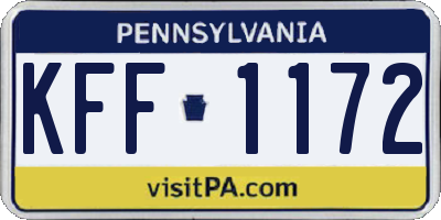 PA license plate KFF1172