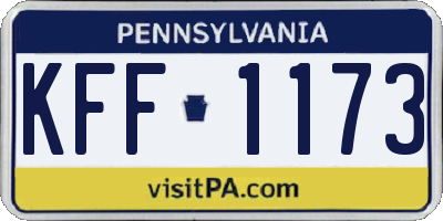 PA license plate KFF1173