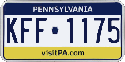 PA license plate KFF1175