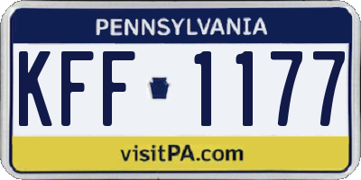 PA license plate KFF1177