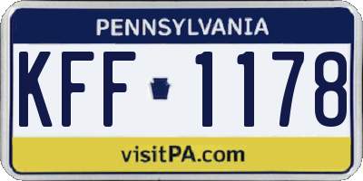 PA license plate KFF1178
