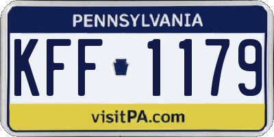 PA license plate KFF1179