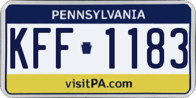 PA license plate KFF1183
