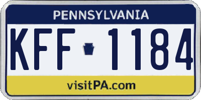 PA license plate KFF1184